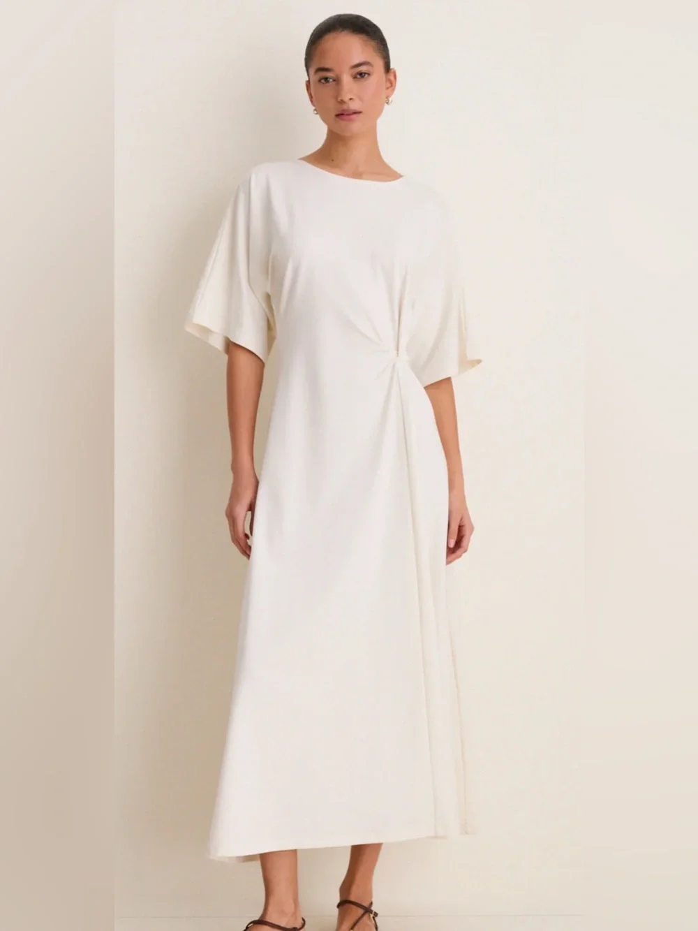 Tuckernuck Women’s Cream Streamlined Cotton Blend Gathered Waist Maxi Dress sz S - Picture 16 of 16